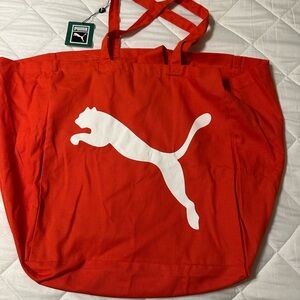 Puma Vibrant Red Tote with Iconic White Emblem